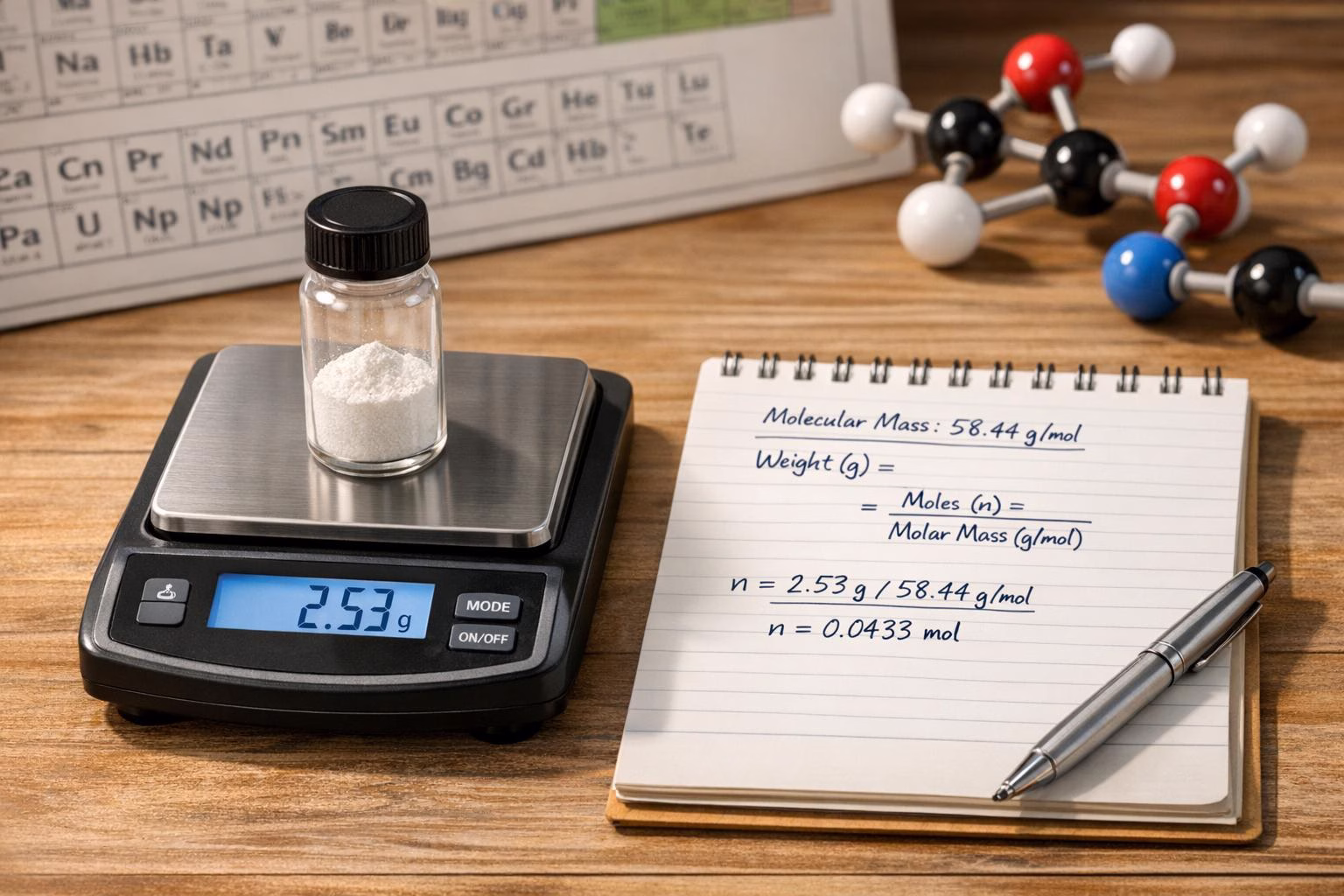 Chemical Weight to Moles Converter
